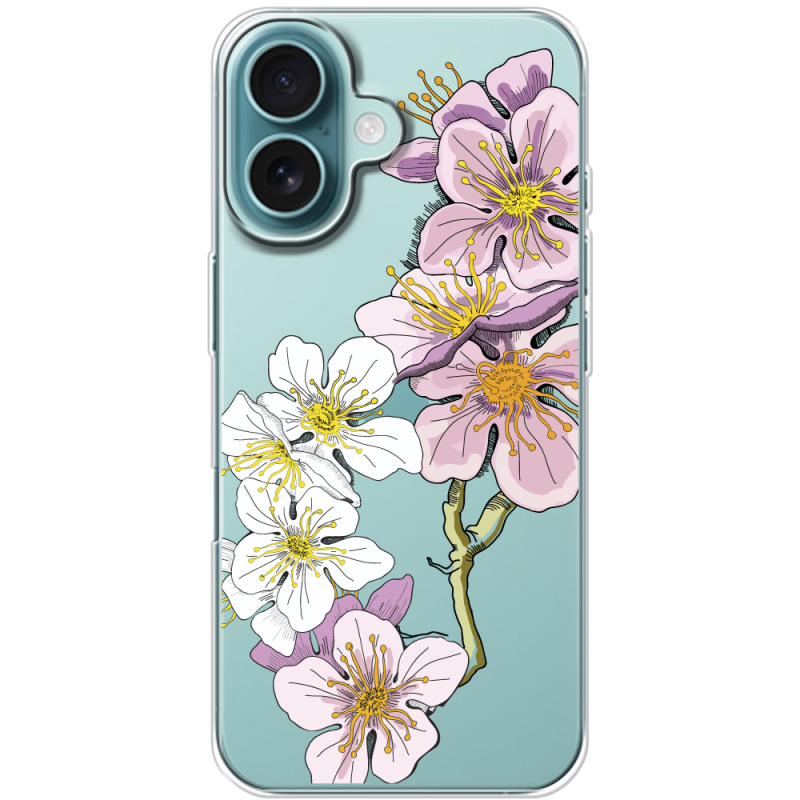 Прозрачный чехол BoxFace Apple iPhone 16 Cherry Blossom