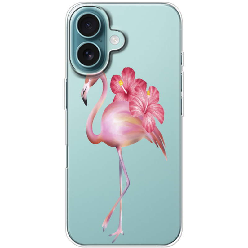 Прозрачный чехол BoxFace Apple iPhone 16 Floral Flamingo