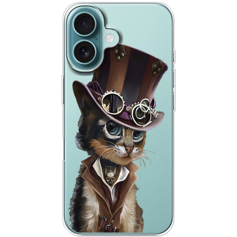 Прозрачный чехол BoxFace Apple iPhone 16 Steampunk Cat