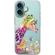 Прозрачный чехол BoxFace Apple iPhone 16 Colorful Giraffe