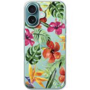 Прозрачный чехол BoxFace Apple iPhone 16 Tropical Flowers