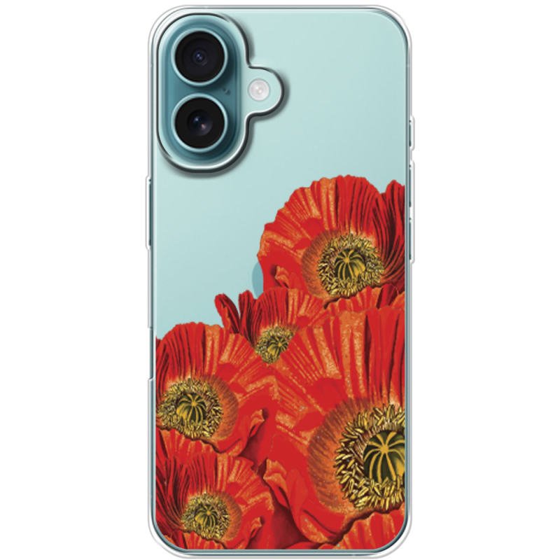 Прозрачный чехол BoxFace Apple iPhone 16 Red Poppies