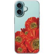 Прозрачный чехол BoxFace Apple iPhone 16 Red Poppies