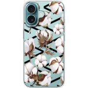 Прозрачный чехол BoxFace Apple iPhone 16 Cotton flowers