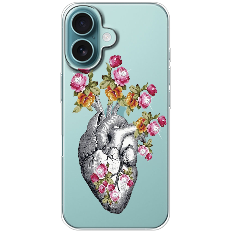 Чехол со стразами Apple iPhone 16 Heart