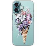 Чехол со стразами Apple iPhone 16 Ice Cream Flowers