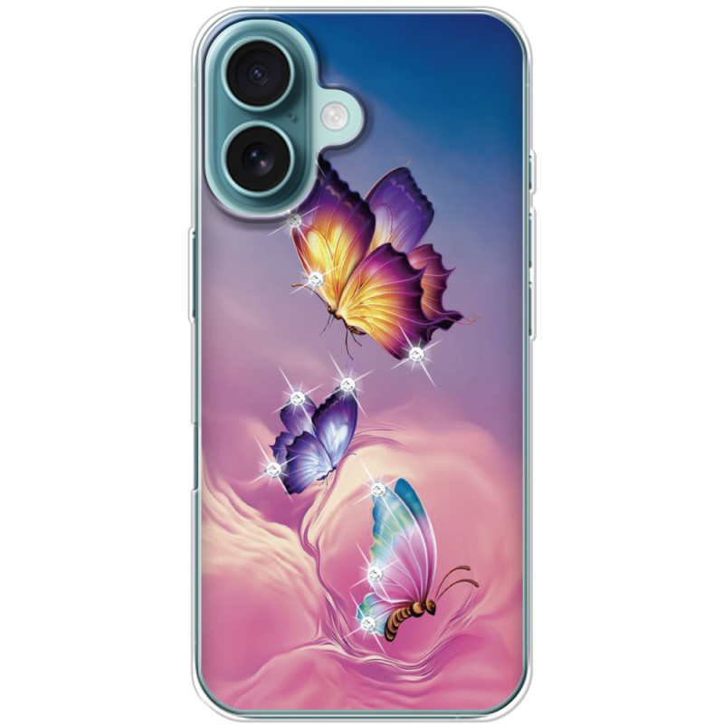 Чехол со стразами Apple iPhone 16 Butterflies