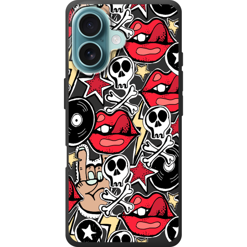 Черный чехол BoxFace Apple iPhone 16 Rock Graffiti