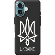 Черный чехол BoxFace Apple iPhone 16 Тризуб монограмма ukraine