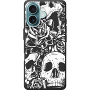 Черный чехол BoxFace Apple iPhone 16 Skull and Roses