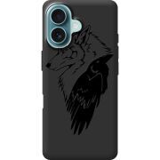 Черный чехол BoxFace Apple iPhone 16 Wolf and Raven