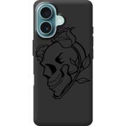 Черный чехол BoxFace Apple iPhone 16 Skull and Roses