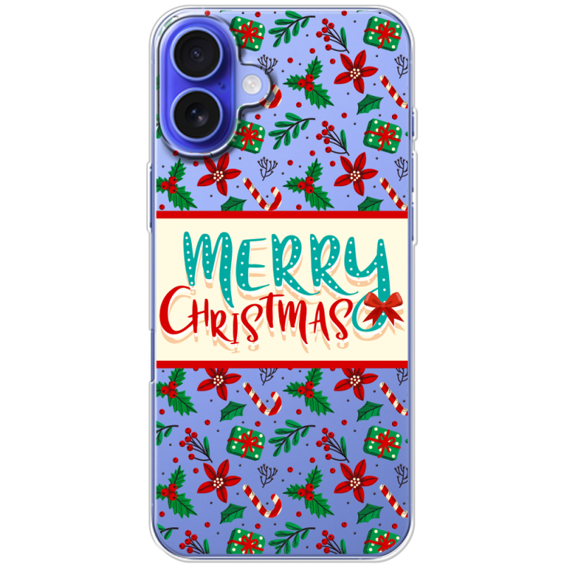 Прозрачный чехол BoxFace Apple iPhone 16 Plus Vintage Christmas Pattern