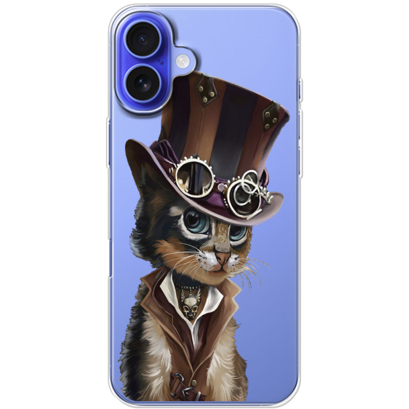 Прозрачный чехол BoxFace Apple iPhone 16 Plus Steampunk Cat