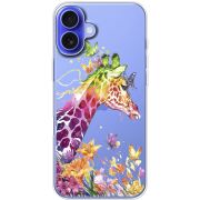 Прозрачный чехол BoxFace Apple iPhone 16 Plus Colorful Giraffe