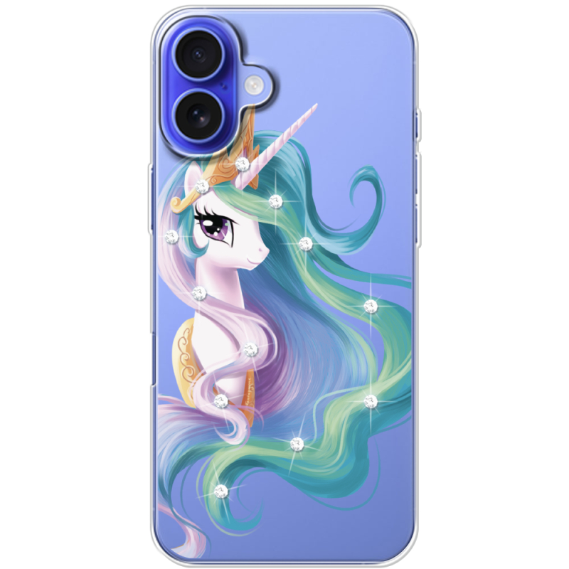 Чехол со стразами Apple iPhone 16 Plus Unicorn Queen