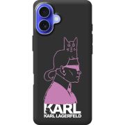 Черный чехол BoxFace Apple iPhone 16 Plus Pink Karl