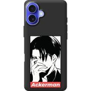 Черный чехол BoxFace Apple iPhone 16 Plus Attack On Titan - Ackerman