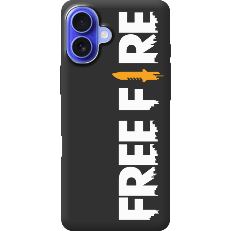 Черный чехол BoxFace Apple iPhone 16 Plus Free Fire White Logo