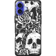 Черный чехол BoxFace Apple iPhone 16 Plus Skull and Roses