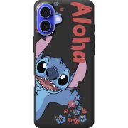 Черный чехол BoxFace Apple iPhone 16 Plus Гавайський друг Stich