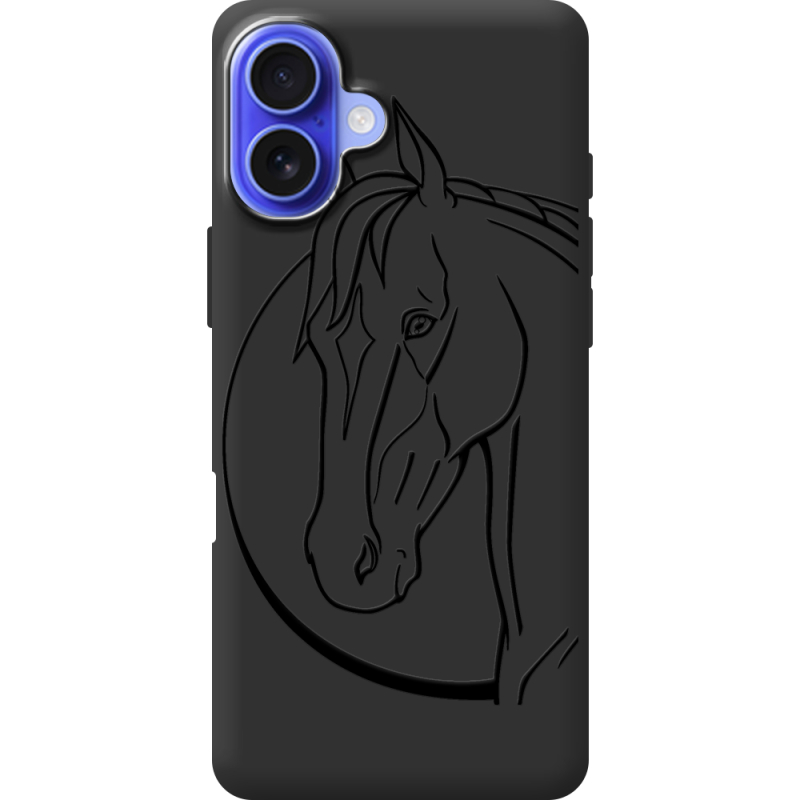 Черный чехол BoxFace Apple iPhone 16 Plus Horse