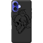 Черный чехол BoxFace Apple iPhone 16 Plus Skull and Roses