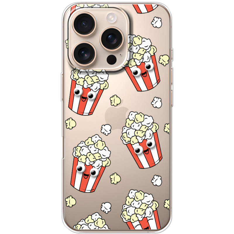 Прозрачный чехол BoxFace Apple iPhone 16 Pro с 3D-глазками Popcorn