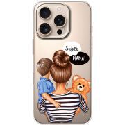 Прозрачный чехол BoxFace Apple iPhone 16 Pro Super Mama and Son