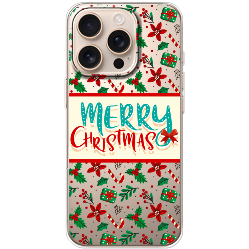 Прозрачный чехол BoxFace Apple iPhone 16 Pro Vintage Christmas Pattern