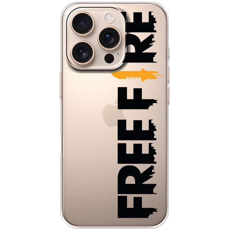 Прозрачный чехол BoxFace Apple iPhone 16 Pro Free Fire Black Logo