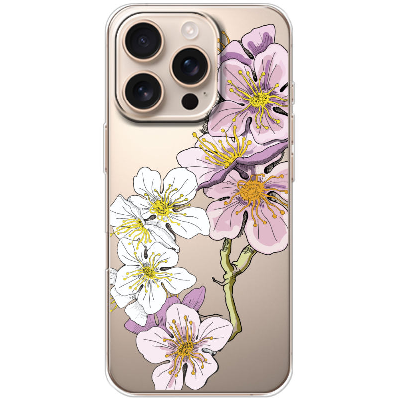 Прозрачный чехол BoxFace Apple iPhone 16 Pro Cherry Blossom