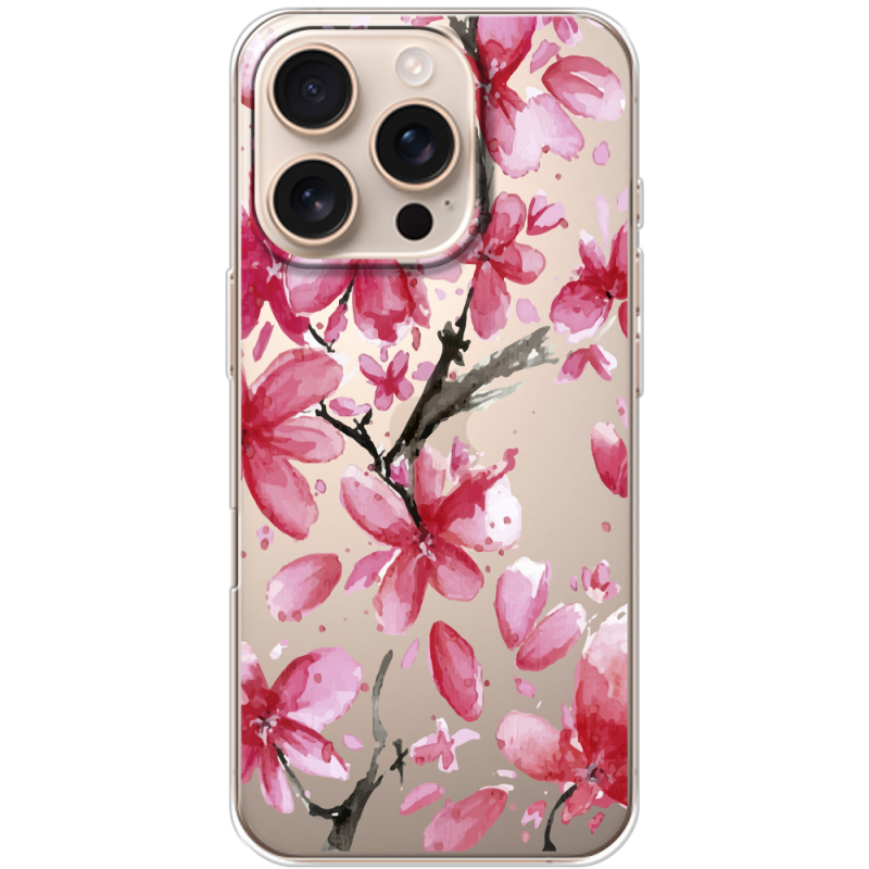 Прозрачный чехол BoxFace Apple iPhone 16 Pro Pink Magnolia