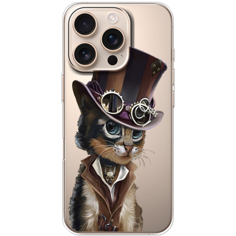 Прозрачный чехол BoxFace Apple iPhone 16 Pro Steampunk Cat