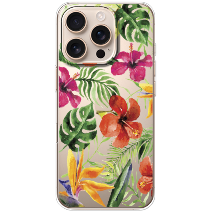 Прозрачный чехол BoxFace Apple iPhone 16 Pro Tropical Flowers