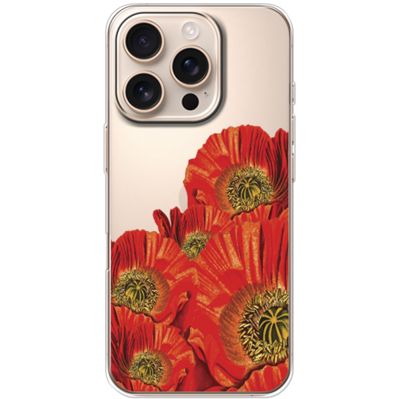 Прозрачный чехол BoxFace Apple iPhone 16 Pro Red Poppies