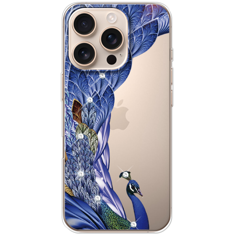 Чехол со стразами Apple iPhone 16 Pro Peafowl