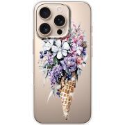 Чехол со стразами Apple iPhone 16 Pro Ice Cream Flowers