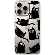 Прозрачный чехол BoxFace Apple iPhone 16 Pro Max с 3D-глазками Black Kitty