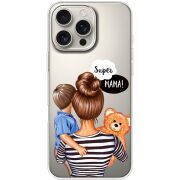 Прозрачный чехол BoxFace Apple iPhone 16 Pro Max Super Mama and Son