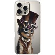 Прозрачный чехол BoxFace Apple iPhone 16 Pro Max Steampunk Cat