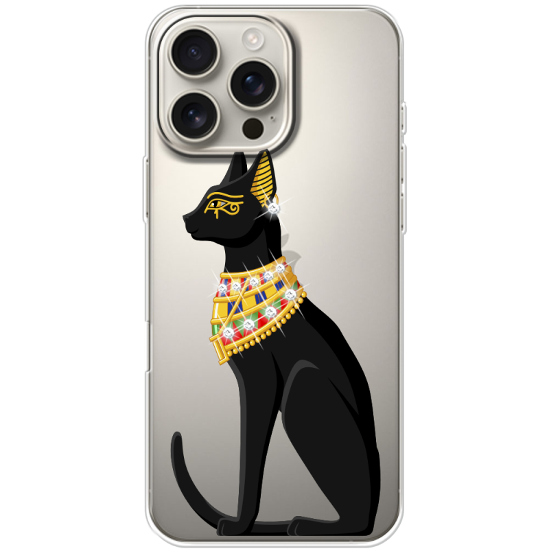 Чехол со стразами Apple iPhone 16 Pro Max Egipet Cat