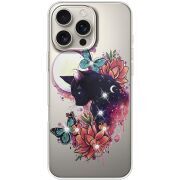 Чехол со стразами Apple iPhone 16 Pro Max Cat in Flowers