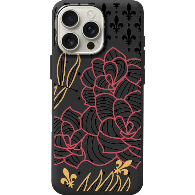 Черный чехол BoxFace Apple iPhone 16 Pro Max FranceFlowers