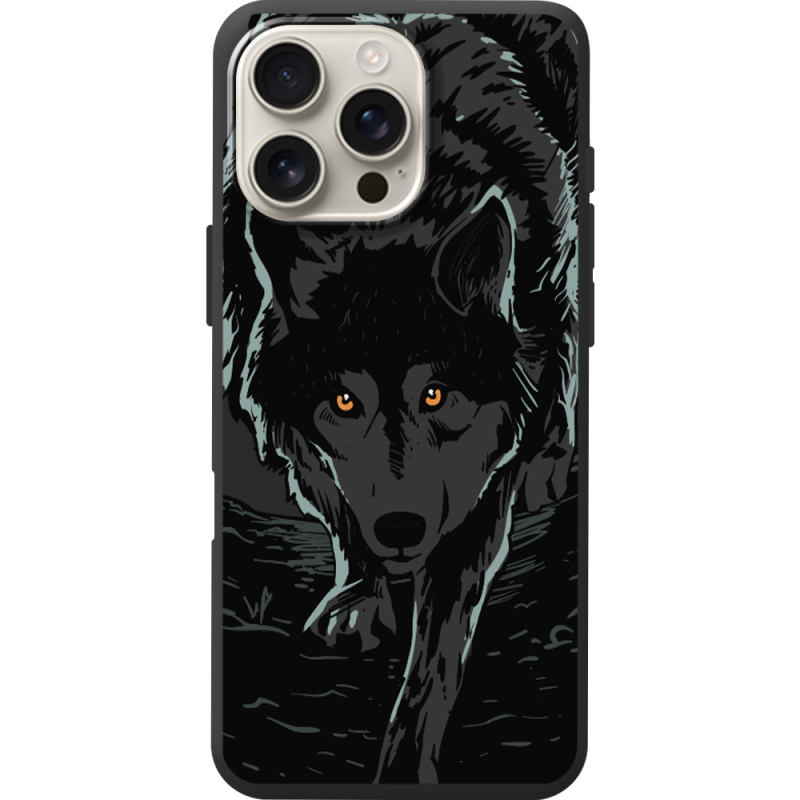 Черный чехол BoxFace Apple iPhone 16 Pro Max Wolf