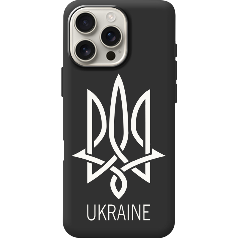 Черный чехол BoxFace Apple iPhone 16 Pro Max Тризуб монограмма ukraine