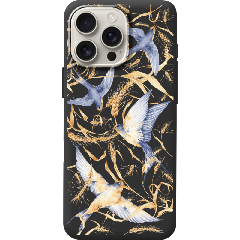 Черный чехол BoxFace Apple iPhone 16 Pro Max Ластівки