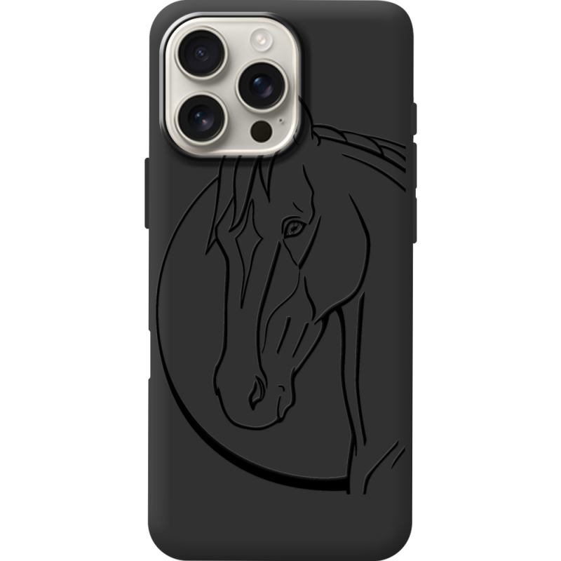 Черный чехол BoxFace Apple iPhone 16 Pro Max Horse