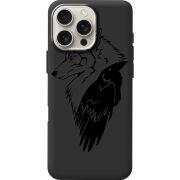 Черный чехол BoxFace Apple iPhone 16 Pro Max Wolf and Raven