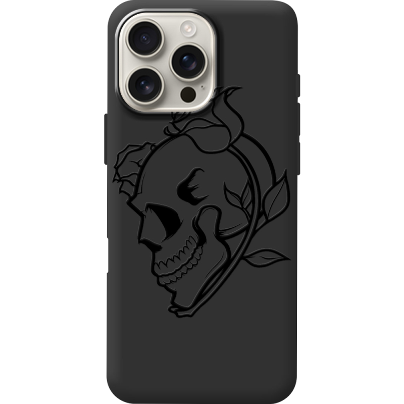 Черный чехол BoxFace Apple iPhone 16 Pro Max Skull and Roses